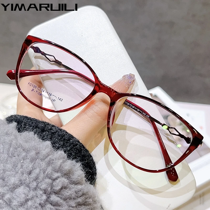 YIMARUILI TR90 Alloy Eyewear Cat Eye Myopia Glasses Retro Optical Prescription Eyeglasses Frame Women F120X eyewear frames women glasses fashion eyeglasses eyeglasses frames