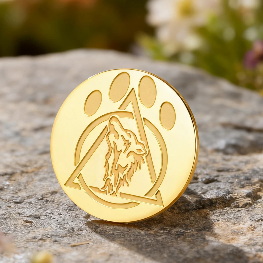 Dawapara Vintage Therian Symbol Brosche Tier Wolf Totem Tier und Natur Spirituelles Amulett Edelstahl Anstecknadeln