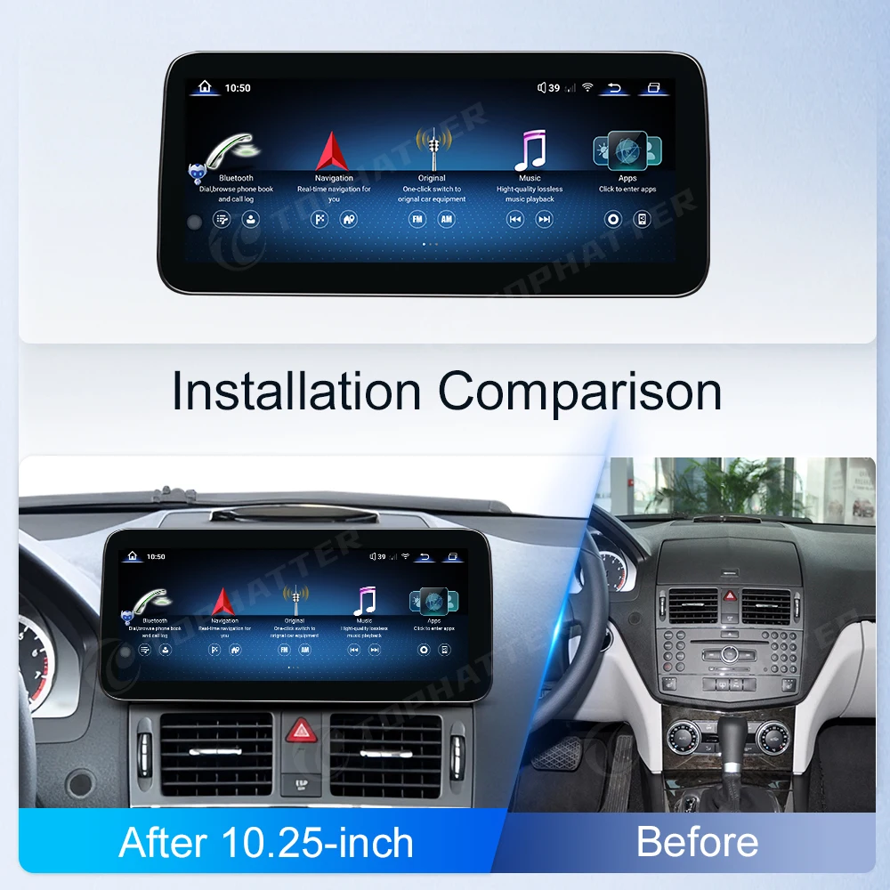 Car Stereo 10.25 Car Radio for Mercedes Benz W204 C Class C180 C200 C300 CarPlay Android Auto Multimedia Player 668S Screen DSP 360 Camera