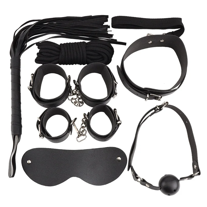 

Sexy Leather BDSM Kits Plush Sex Bondage Set Handcuffs Sex Games Whip Gag Nipple Clamps Sex Toys For Couples Exotic Accessories