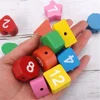 Wooden Clock Puzzle Cartoon Animal Shape Tangram Cognitive Digital Clock Kids Early Educational Threading Assembly Toys 4