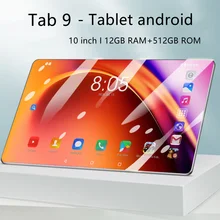 Original Tablet 10 Inch Tab 9 Global Version Tablette Android 12GB RAM+512GB ROM Cheap Tablets 10 Core Tablete Dual Sim GPS PAD