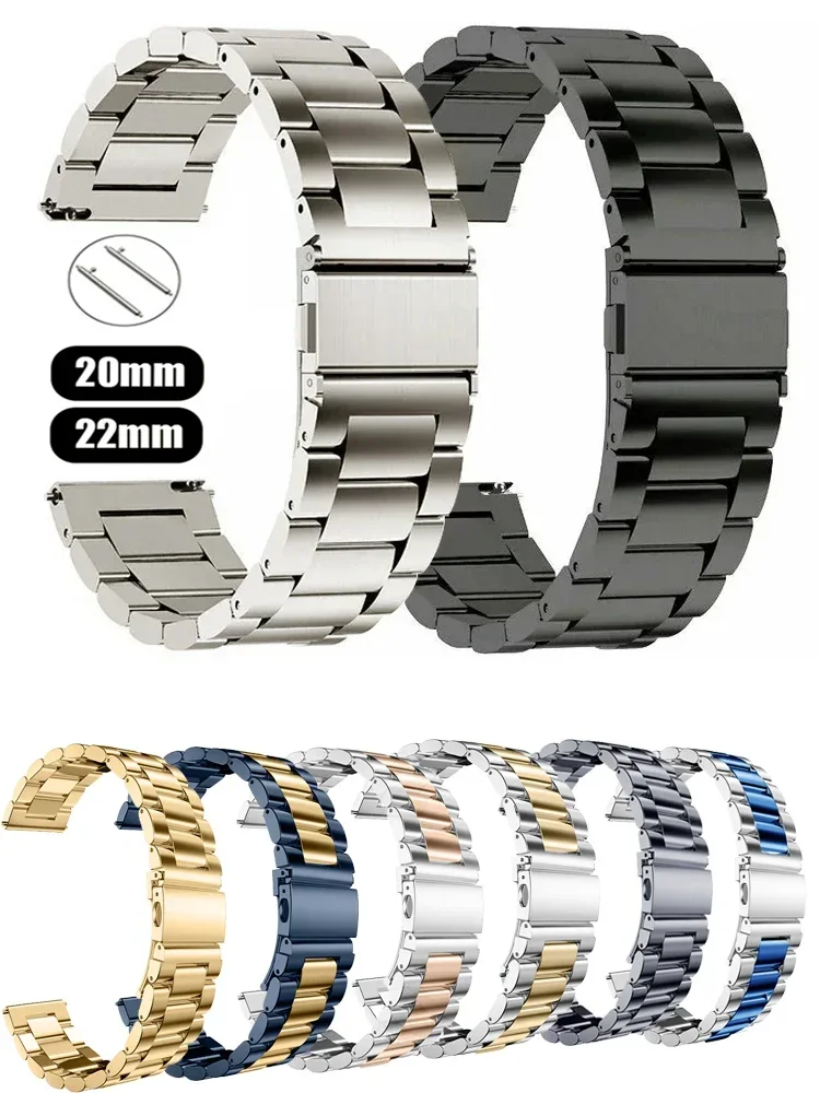 Stainless Steel Elegant Metal Watch Band Bracelet, 20mm/22mm Strap