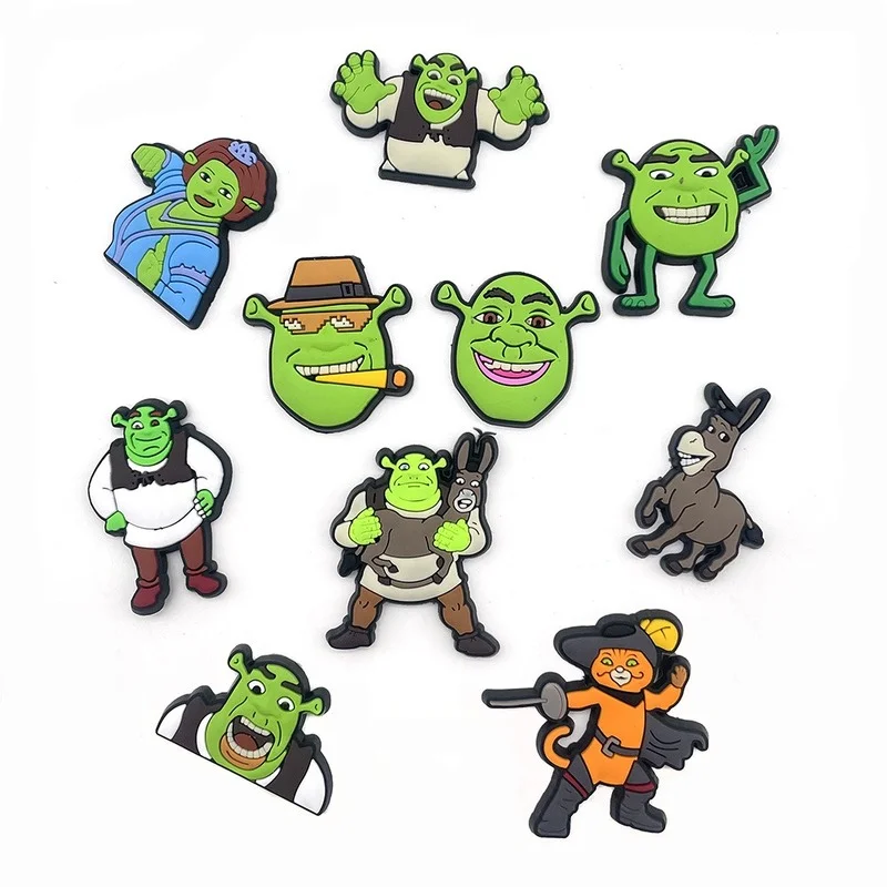 10PCS High Imitation PVC Shoe Charms Cartoon Shrek Croc Clogs Sandals  Garden Shoe Accessories Funny Jibz for Kids Boy Party Gift - AliExpress