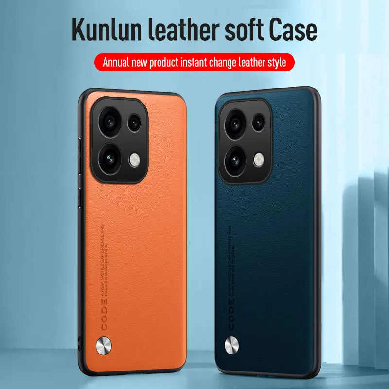 Premium PU Leather Shockproof Phone Case with Matte Silicone Soft Frame and Lens Protection