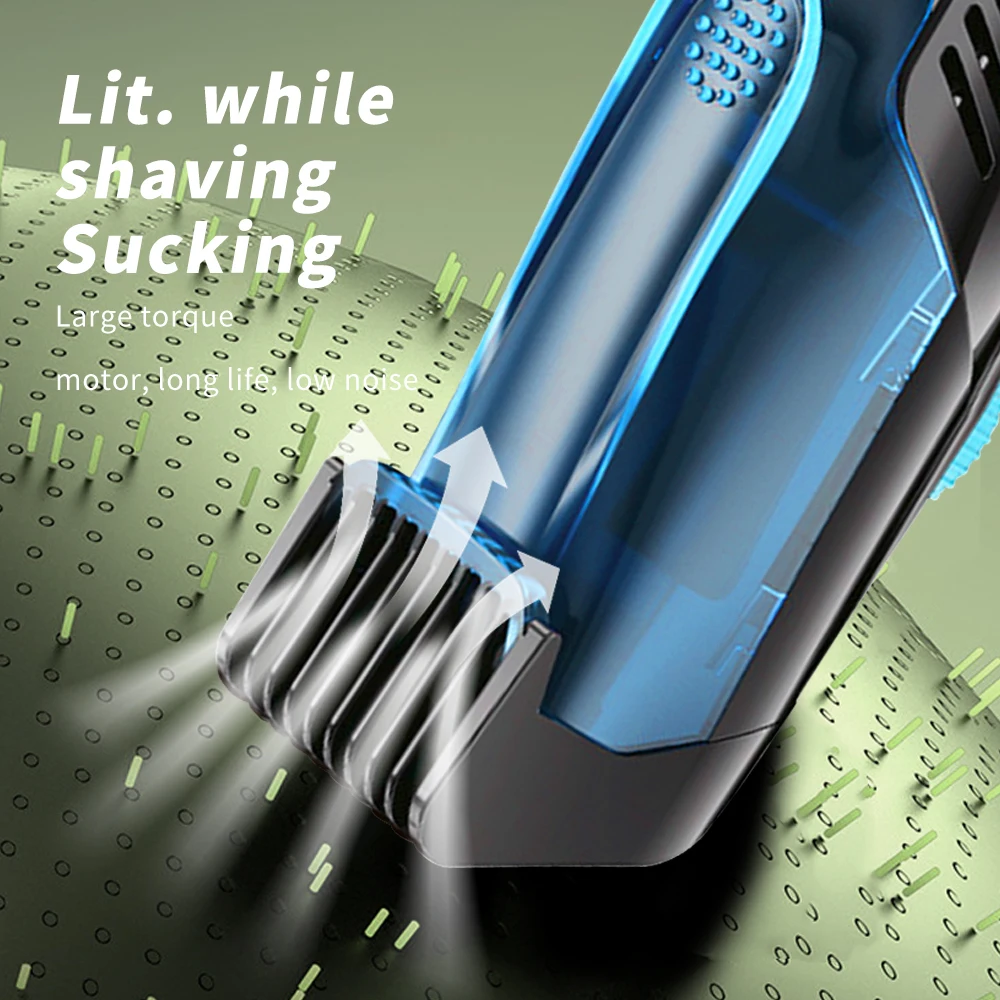 WAIKIL Men's Electric Hair Clipper Vacuum Hair Clipper Cheek and Beard Trimmer USB Charging Cordless Digital Vacuum Hair Clipper 4