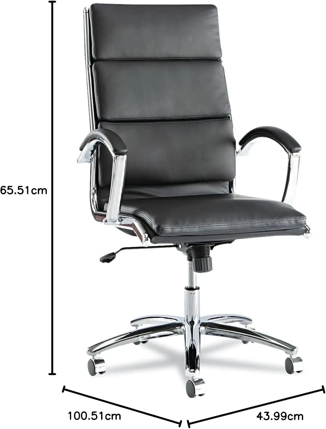ALENR4119 Neratoli Series High-Back Slim Leather Chair - Black/Chrome 3