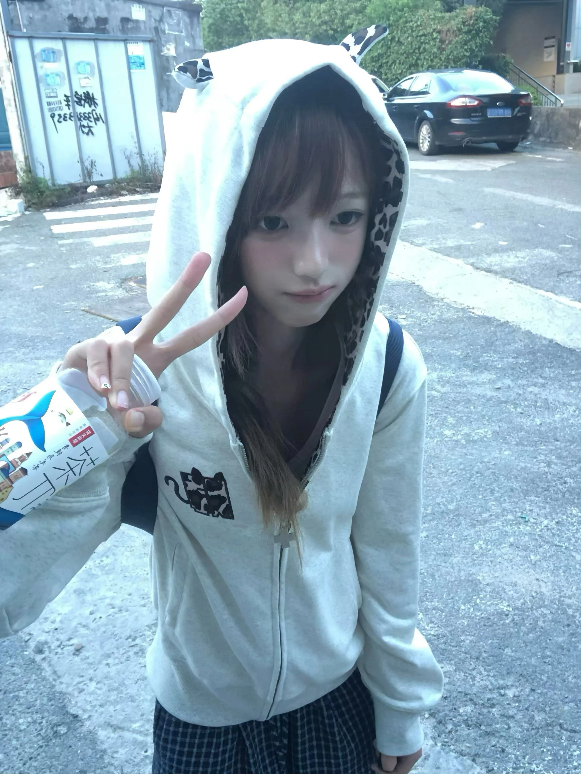 Back view with hood