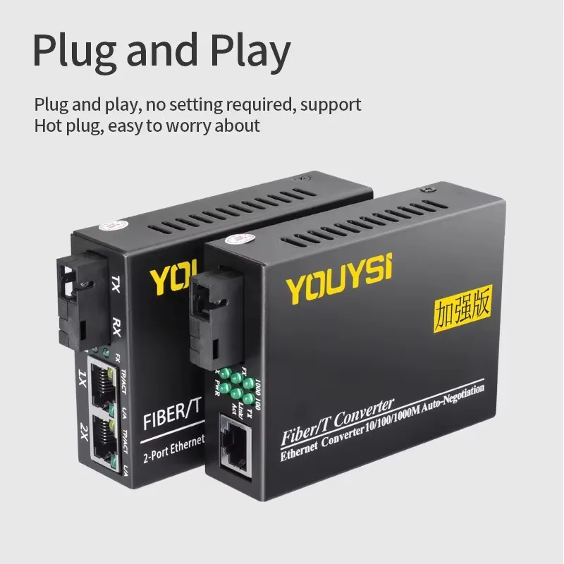 YOUYSI 1000M 1SC/1GE+1SC/2GE Single mode single fiber SC Gigabit Fiber Transceiver SC 1.25Gbps Media Converter 3KM