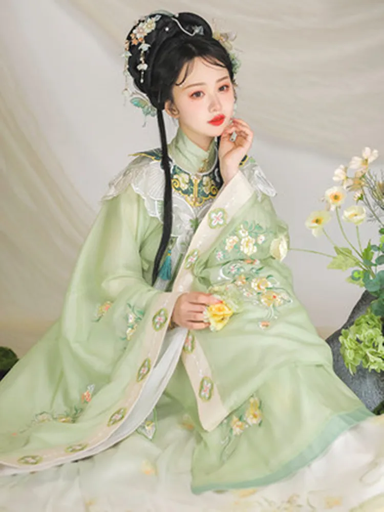 

JINXIHANFU Оригинал Hanfu Женская династия Мин иммортный дух стоячий воротник облако плечо вышивка элегантный студент