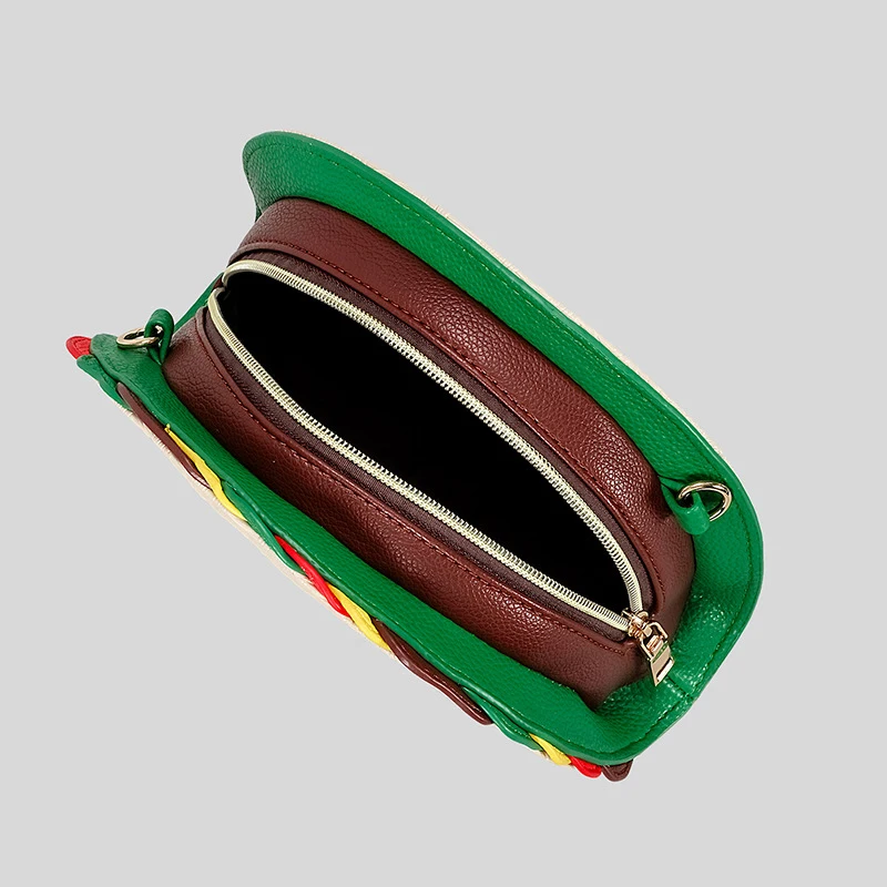 Creative Half Round Hamburger Design Clucth Bag for Women Fashion Rivet Luxury Pu Leather Shoulder Crossbody Bags Funny Purses