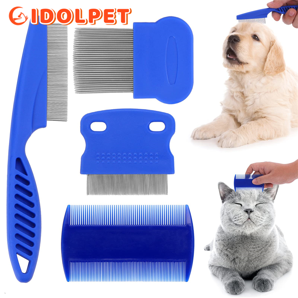 Flea Comb 4Pcs with High Strength Teeth Durable Pet Tear Stain Remover Combsï¼Pet Dog Cat Grooming Comb Set Effective Float Hair