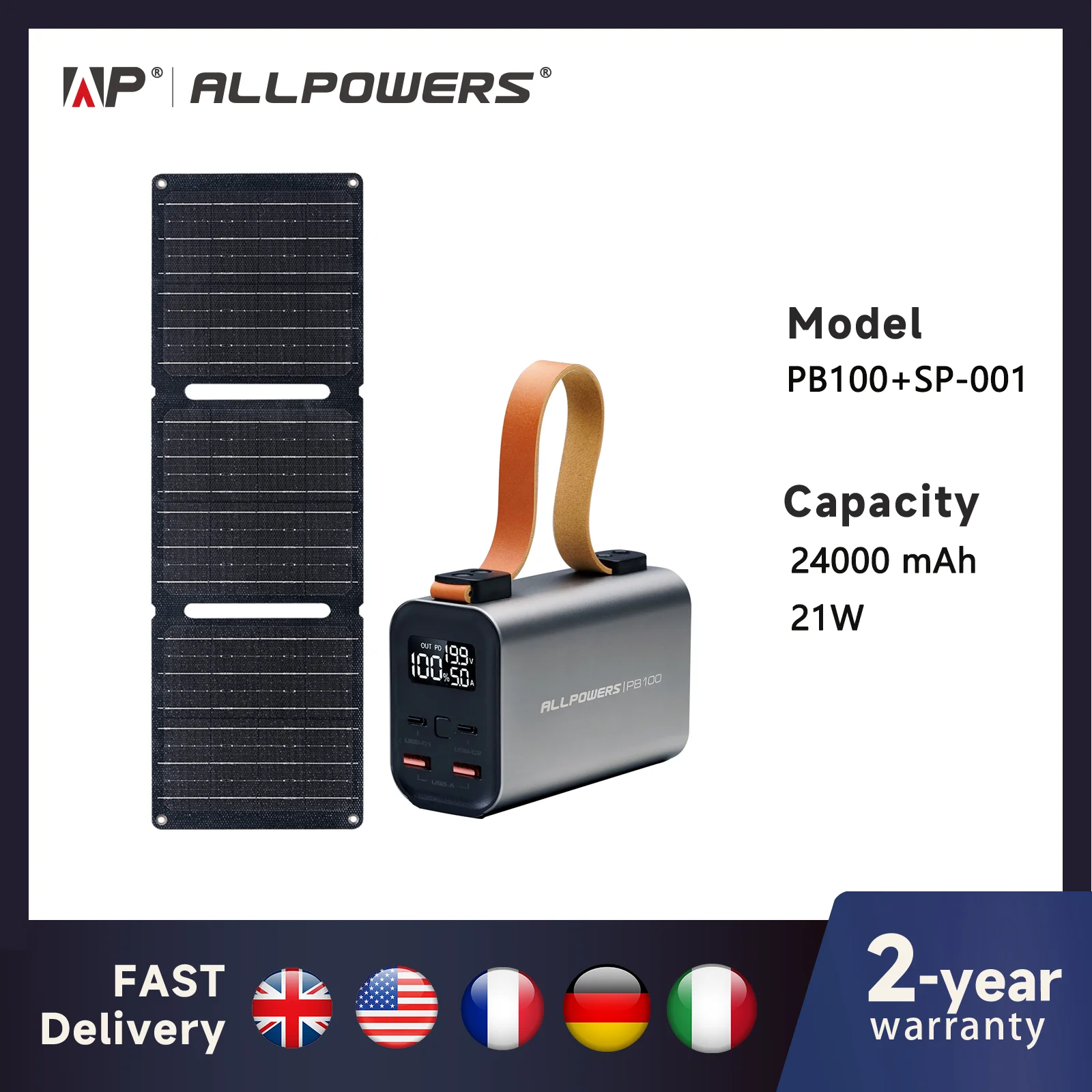 ALLPOWERS 100W Fast Charging Solar Power Bank