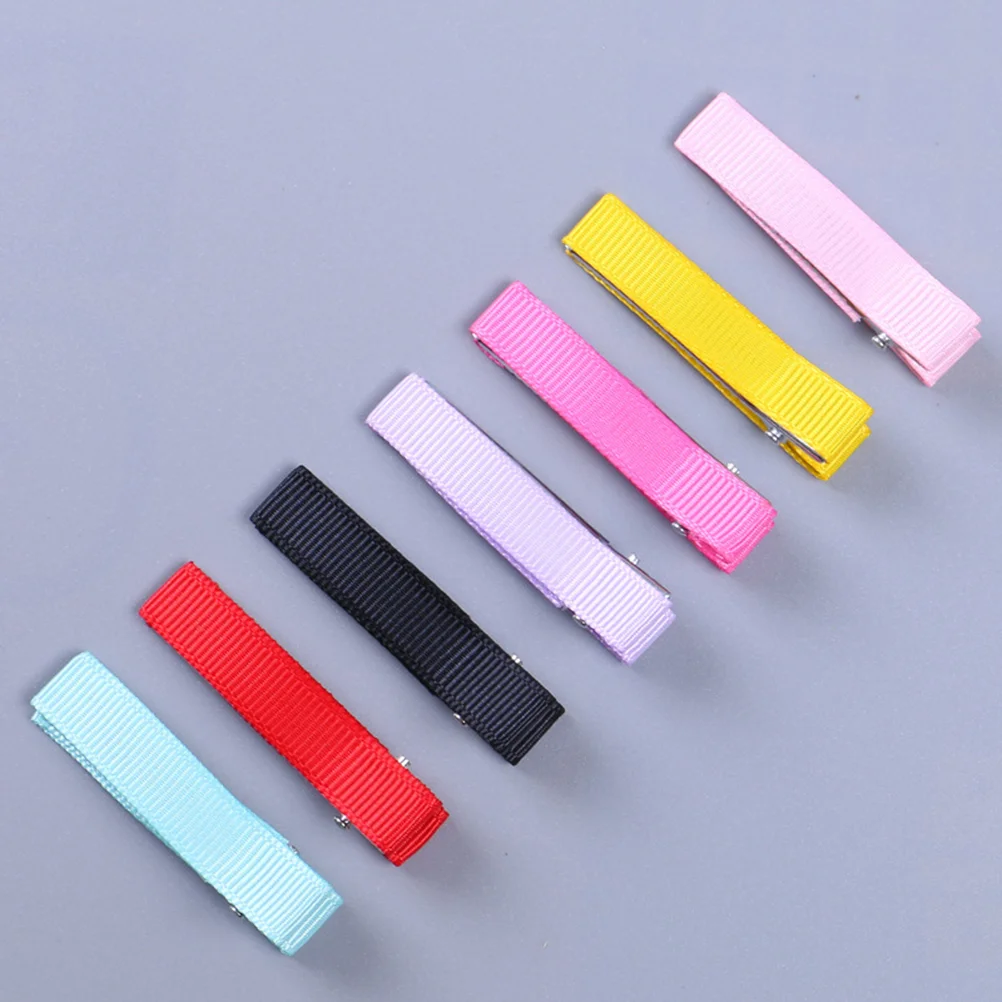 

50PCS Simple Cloth Hair Clips DIY Solid Color Barrettes Stainless Steel Alligator Clips for Ladies Women Girls