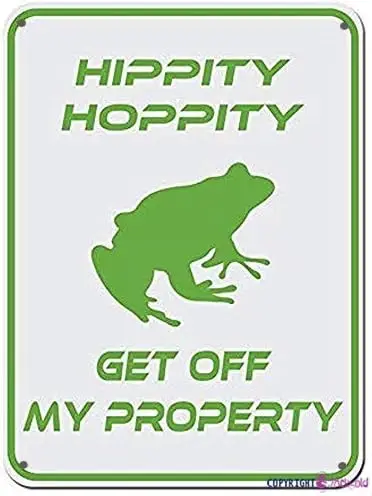 Retro Metal Tin Sign Hippty Hopsity Get Off My Proprietà Frog No Tresspassing Novità Sign,Cave,Bar,Club, Home Wall Art