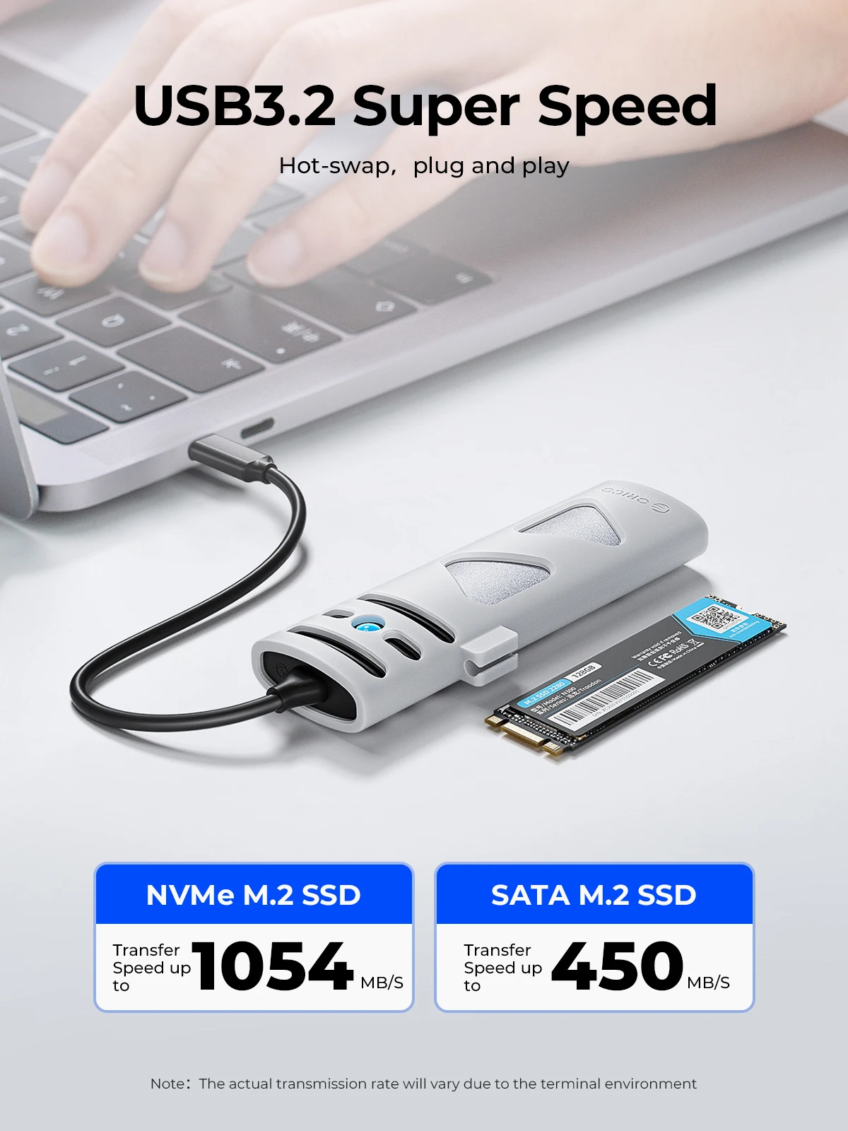 Orico-case Portátil Ssd m2 Protocolo Duplo Nvme Sata Gabinete Ssd M.2 Externo para Nvme Pcie Ngff Sata Ssd Disk Box Ferramenta Livre - Imagem 2