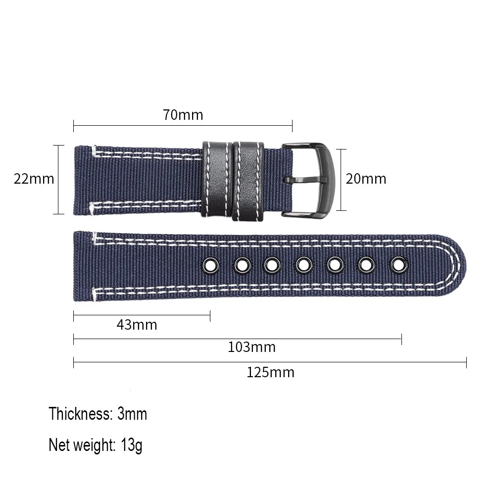 Enhanced Nylon-Coated Canvas and Leather Watch Band