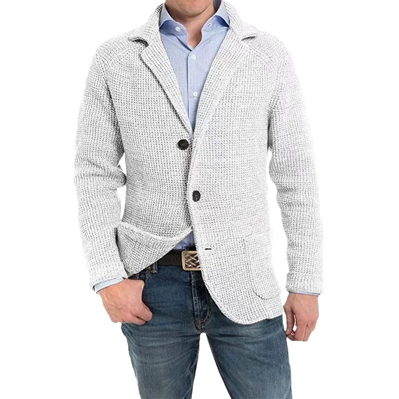 2023 Men's Casual Knitted Cardigan Sweater Stand Up Collar Long Sleeved Fashion Men's Autumn Winter Warm Jacket