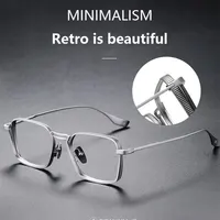 Роскошная оправа для очков из чистого титана, мужская модная брендовая дизайнерская оправа для очков, женская квадратная сверхлегкая оправа в стиле ретро Z602 — изображение 2