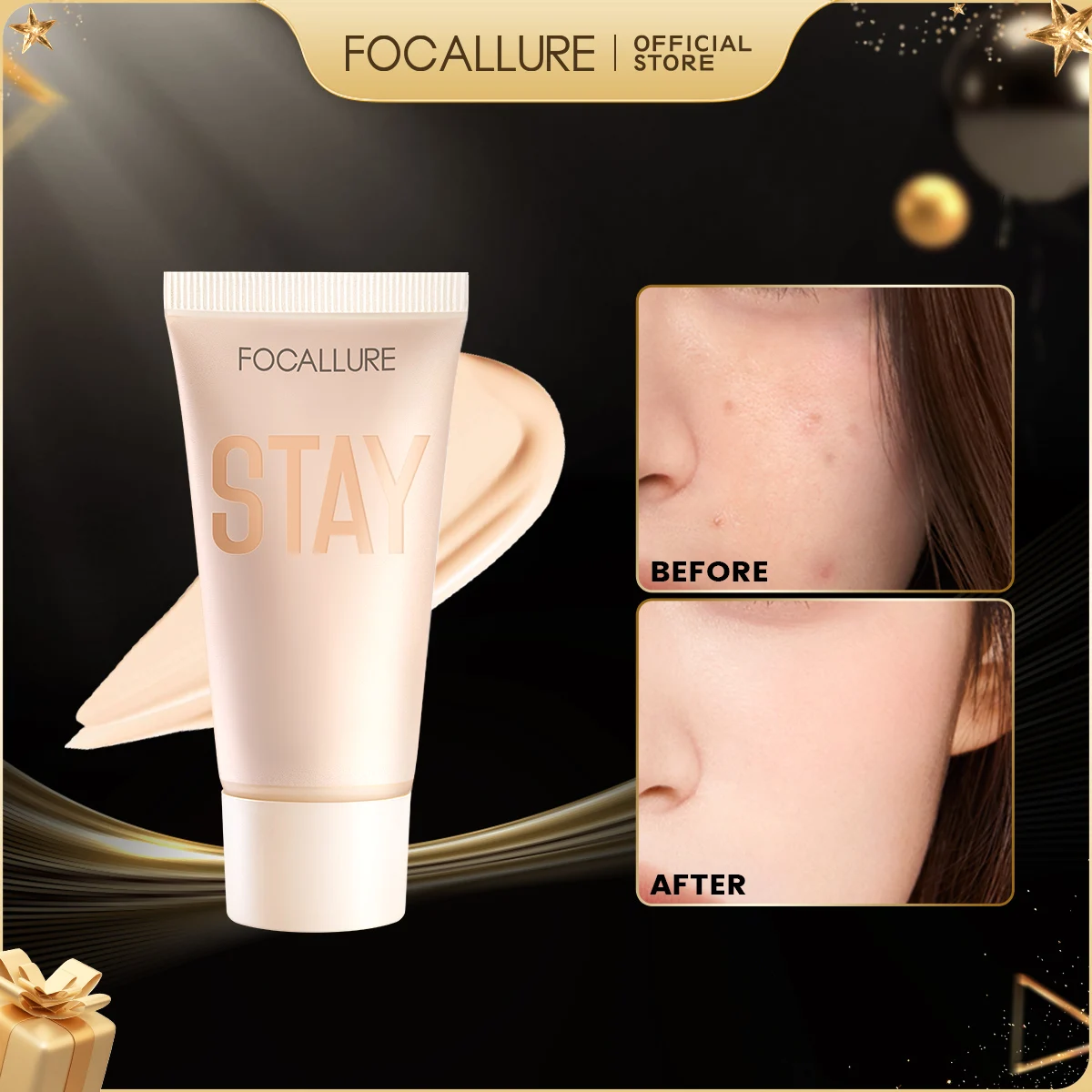 FOCALLURE Waterproof Liquid Foundation Cream Full Coverage Oil-control Long-lasting Lightweight Face Concealer Base Cosmetics liquid foundation,waterproof foundation,makeup cosmetics,makeup cream
