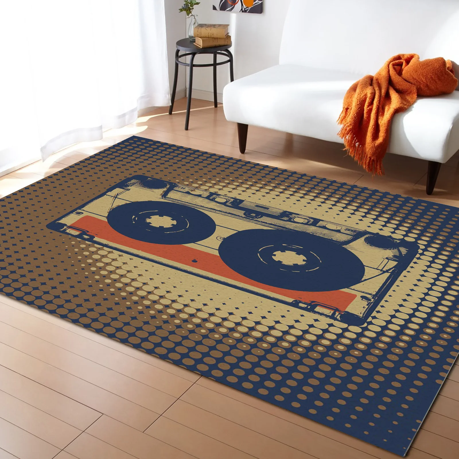 Home Area Rug for Bedroom Living Room Vintage Music Guitar Floor Mat Yoga Carpet 