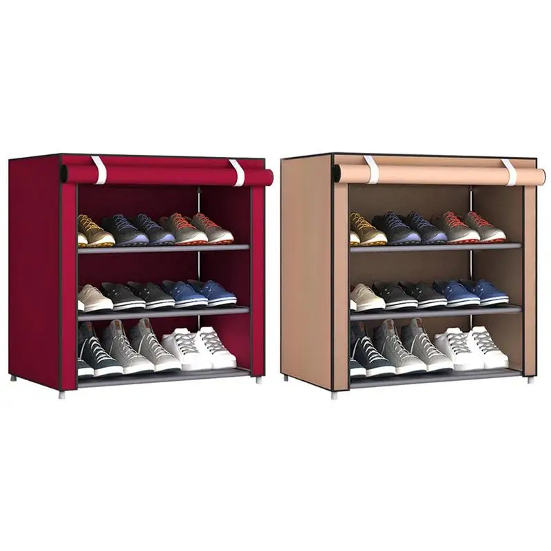 

Multilayer Oxford Shoe Cabinet 4 Layer Thicken Nonwoven Fabric Shoe Rack Easy To Assemble Hallway Dustproof Shoe Organizer