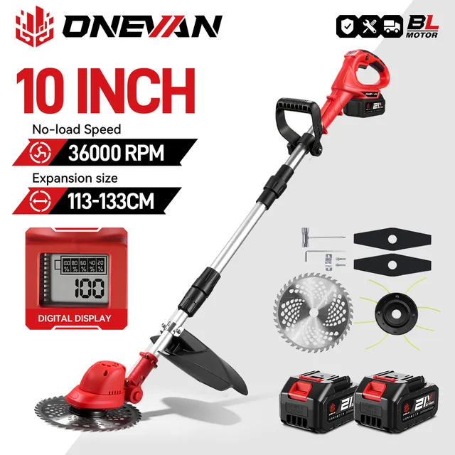 ONEVAN 10 pouces tondeuse à gazon électrique sans brosse 36000 tr/min coupe gazon sans fil outil électrique de jardin pour Makita 18V batterie broche 1