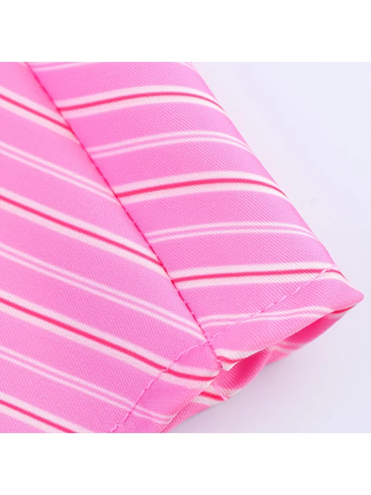 TFMLN 2025 Summer Female Striped Midi Skirt Fashion Low Waist Midi Skirt Chic Lady Pink Regular Fit Ruffles Striped Print Skirts