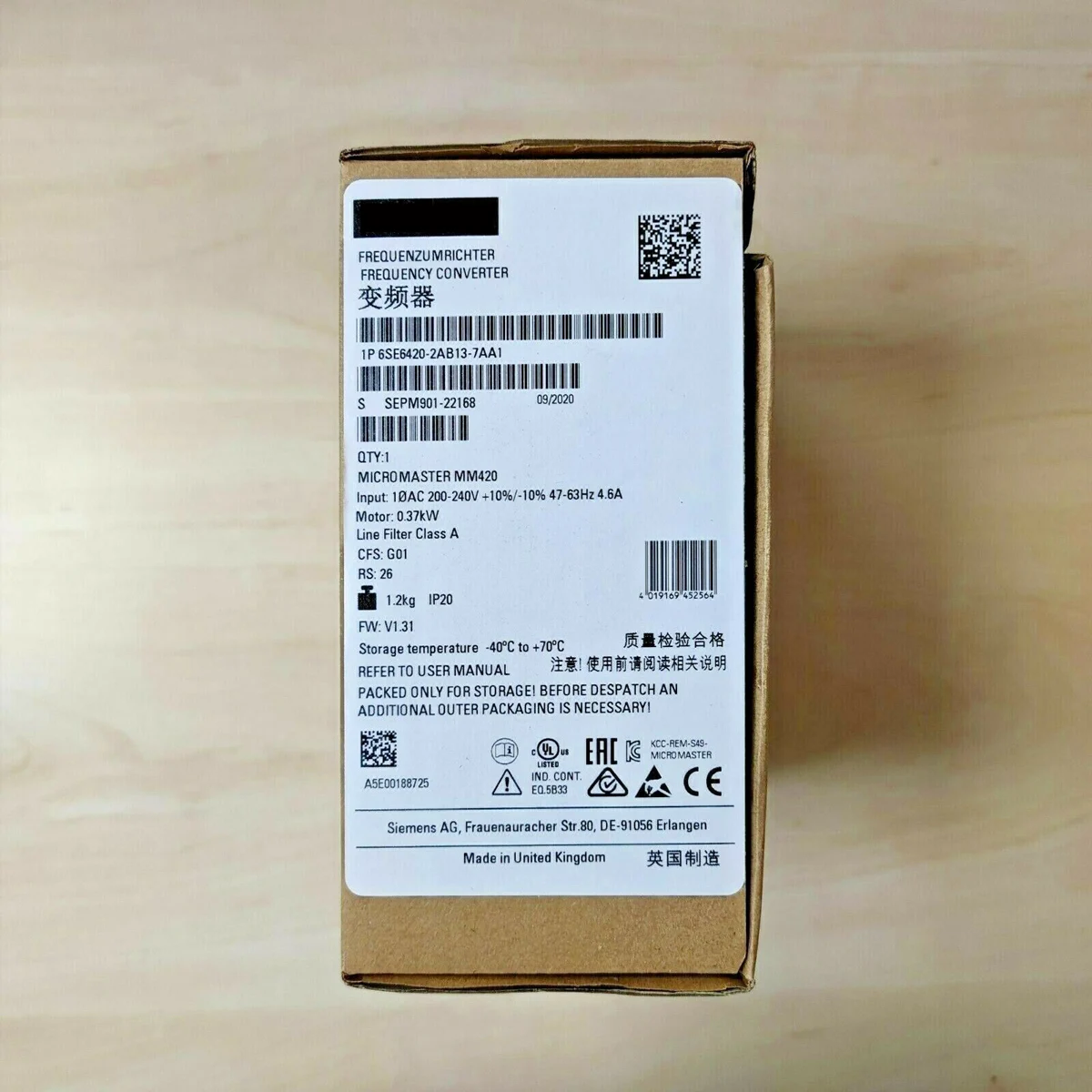 

1 шт. оригинальный 6SE6420-2AB13-7AA1 Новый в коробке