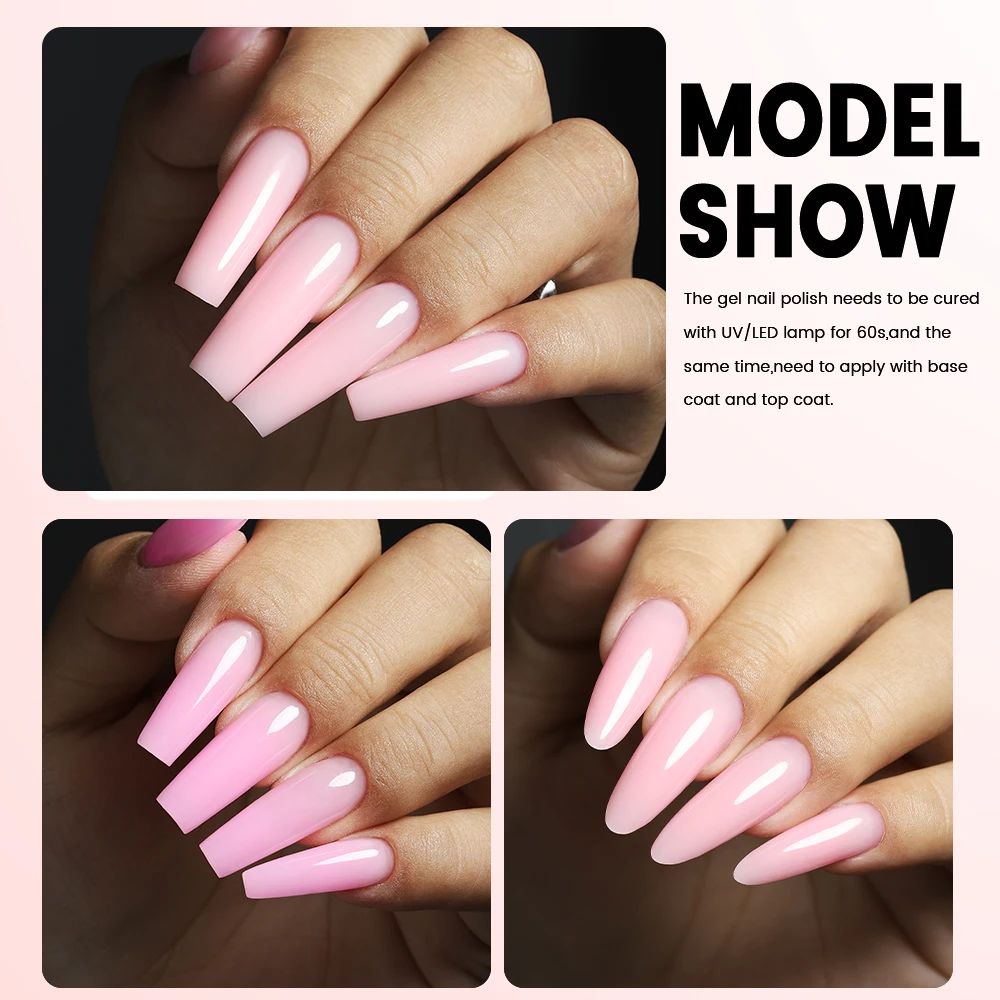 Nail Gel Polish 15g Builder Gel Nail Polish for Nail Extension Gel Self-leveling YMH14 Jelly pale pink Construct UV Acrylic DIY
