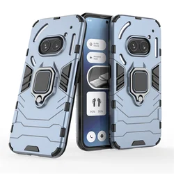 Enhanced Armor Metal Ring Holder Phone Case with Back Cover for Nothing Phone 2A (HB - navy)