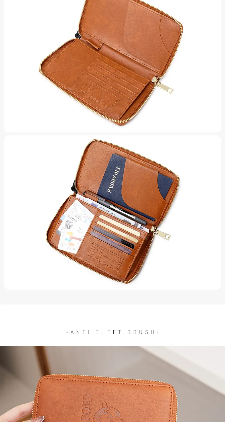 Modische und Tragbare RFID-Reisepasshülle aus PU-Leder Multifunktionale Kreditkarten- und Reisepass-Tasche Neutrales Reisezubehör – Detail 5