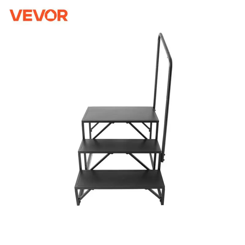 VEVOR RV Steps 3-Step RV Stairs 440 LBS Load Capacity Thickened Carbon Steel With Handrail Non-Slip Steps for Safe Entry Exit