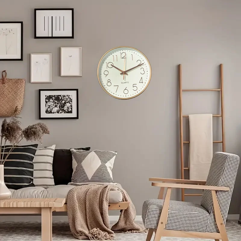 Easy To Read Digital Wall Clock Non-punching Silent Non-ticking Wall Clock for Kitchen Bedroom Children's Study Bathroom