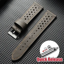 Vintage Genuine Leather Strap - Universal Cowhide Bands with Breathable Quick Release Design - 22mm (Grey)