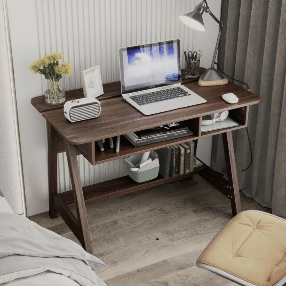 Office Desks,Mid Century Writing Desk with Storage Cubes and Hidden Compartment,Computer Desks 4