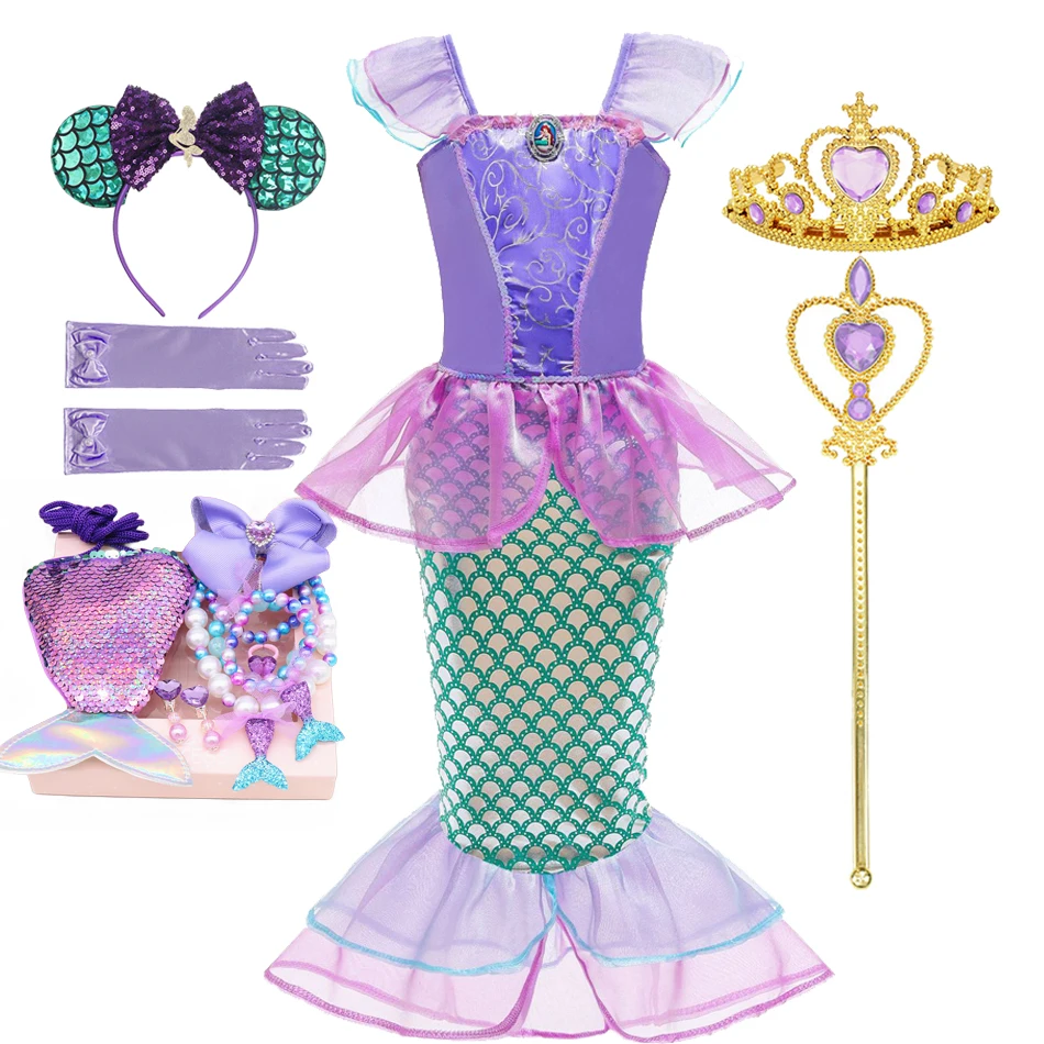 Little Mermaid Ariel Princess Costume For Girls Kids Cosplay Children Carnival Birthday Party Prom Clothes Dress Vestido Costume