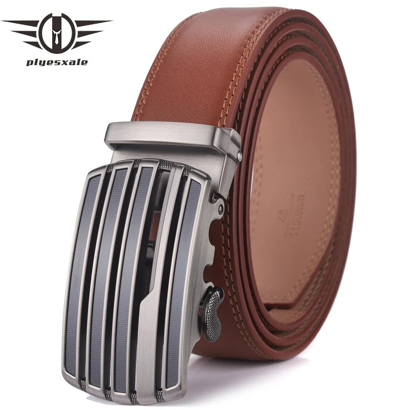 

Plyesxale Men Belt Genuine Leather Mens Belts Luxury Brand Brown Cowhide Waistband Casual Work Cinturon Hombre Dropshipping G34