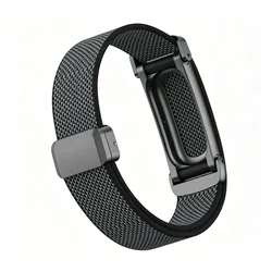 Magnetic Nylon Braided Watch Strap with Metal Protective Frame and Sport Loop - GoogleFitbit Air (Obsidian)
