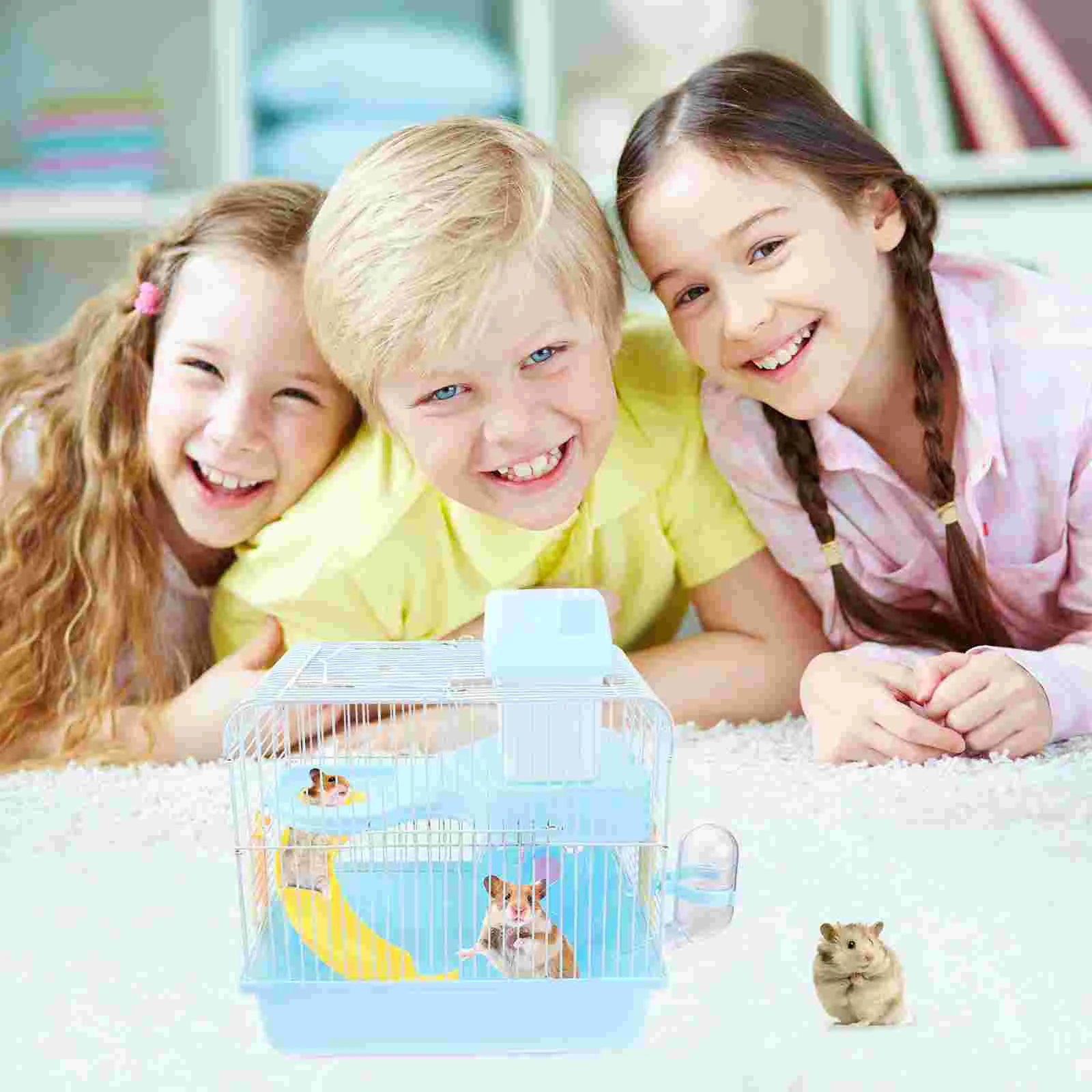 

1pc Double Layer Hamster Cage Pet House Acrylic Portable Small Pets House Chinchilla Hamster House (Light Blue)