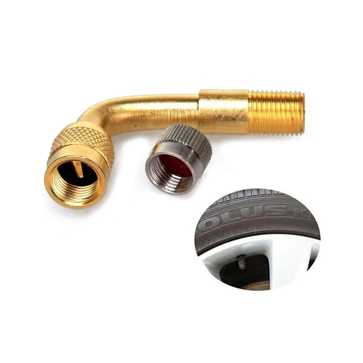 90 Degree Tyre Valve Extension Adaptor 2 Pack for Car Motorcycle Bike Scooter