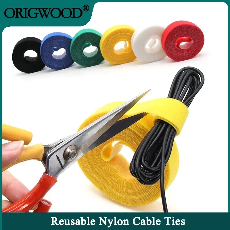 5m/roll Cable Ties Reusable Loop Bundle Self Adhesive Fastener DIY Accessories Nylon Strap Organizer Clip Wire Holder Management