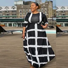 

Women's Plus Size Dress Fashion Striped Print Half Sleeve Dress Temperament Commute Spring Summer New 2022 Female Clothing