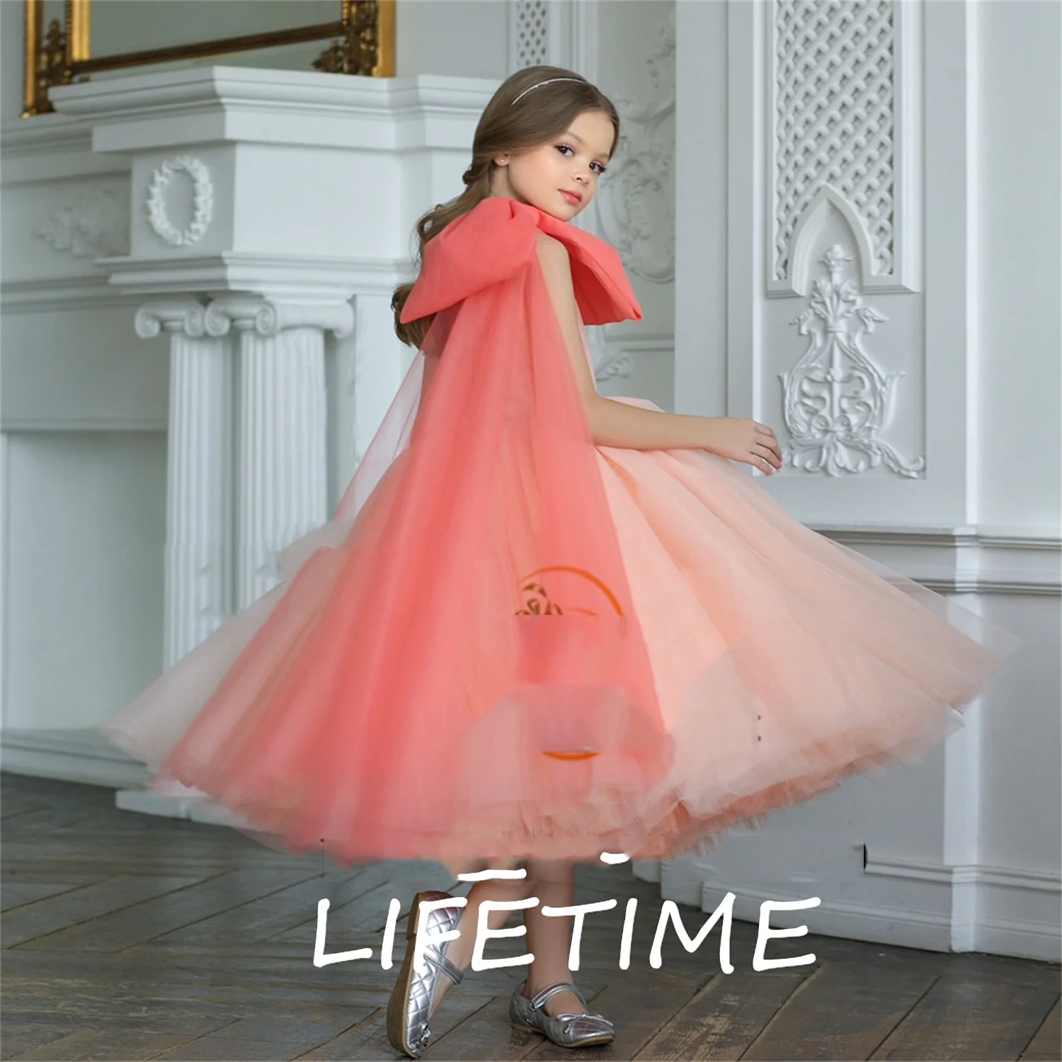 

Блестящие платья без рукавов с цветочным принтом для девочек на день рождения, новинка 2023, летние платья до щиколотки для свадебного торжества и причастия с бантом