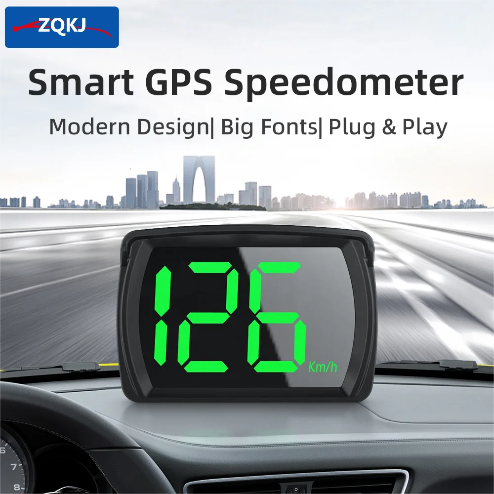 ZQKJ Y03 GPS HUD Big Font All Car Smart Digital Speedometer KMH MPH