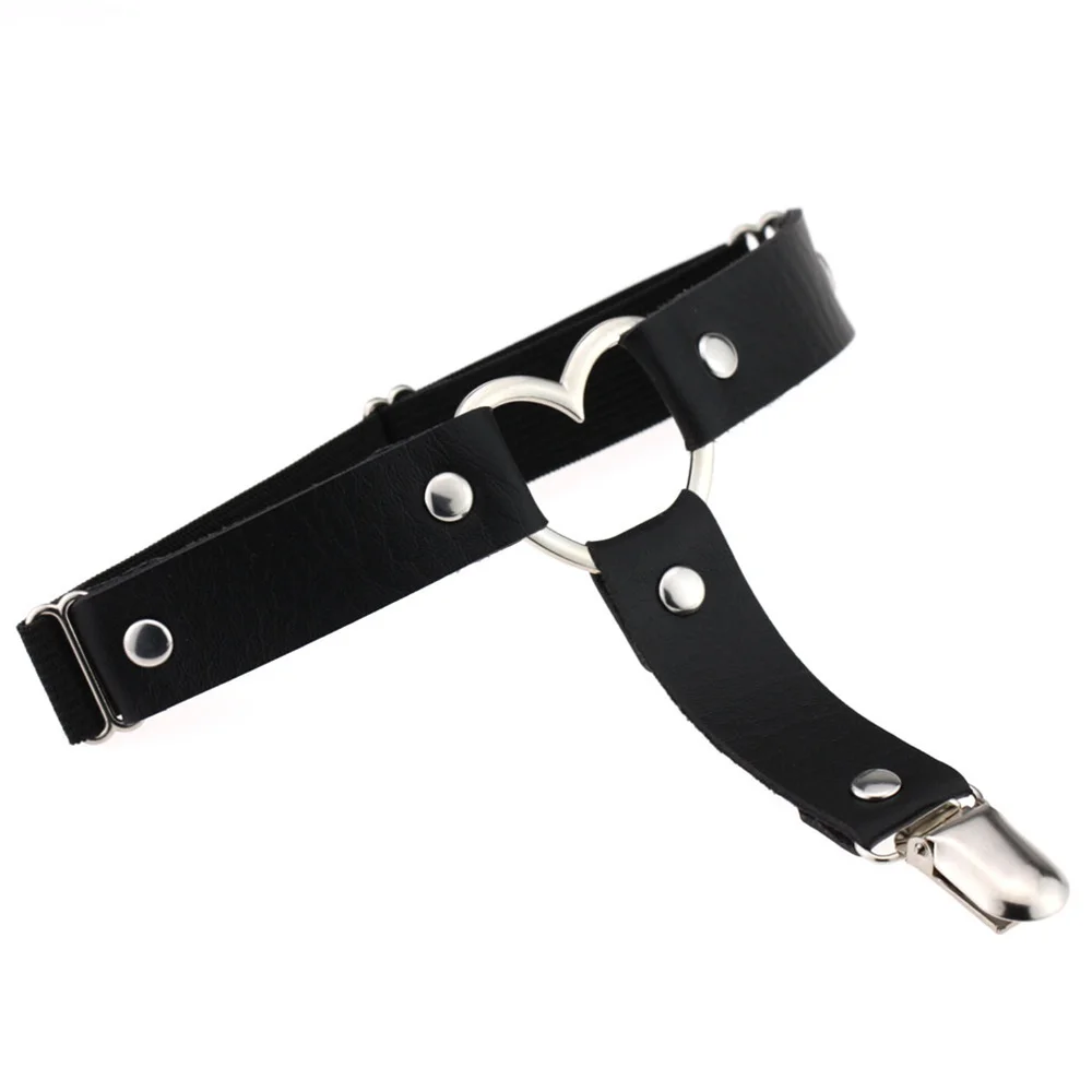 Weibliches Herz PU Leder Harness Elastischer Gürtel Body Chains Leg Damen Körperschmuck Punk Für Damen Fußmode Schmuck Geschenke 2