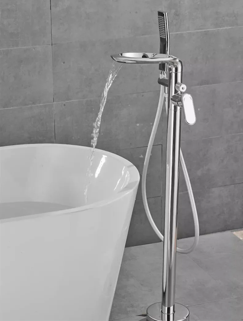Description Picture 4 of itemBlack Faucet Set Floor Decked Brass Waterfall Bathtub Mixer Morden Style Bathroom Taps