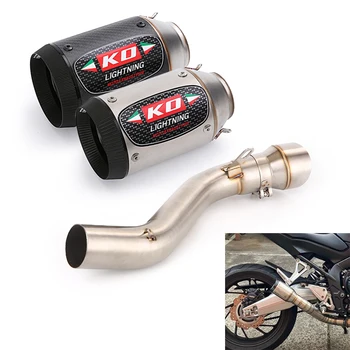 60.5mm For Honda CB650F CBR650F 2014-2018 Motorcycle Exhaust Mid Link Pipe Carbon Muffler Escape Connect Tube Stainless Steel