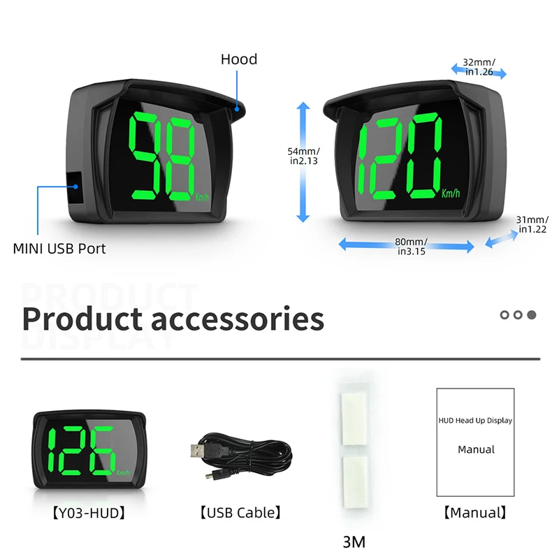 ̴ ڵ GPS HUD 5V USB  ÷  ӵ, ÷  ÷  Ʈ, KMH/MPH,   ڵ ׼, ǰ