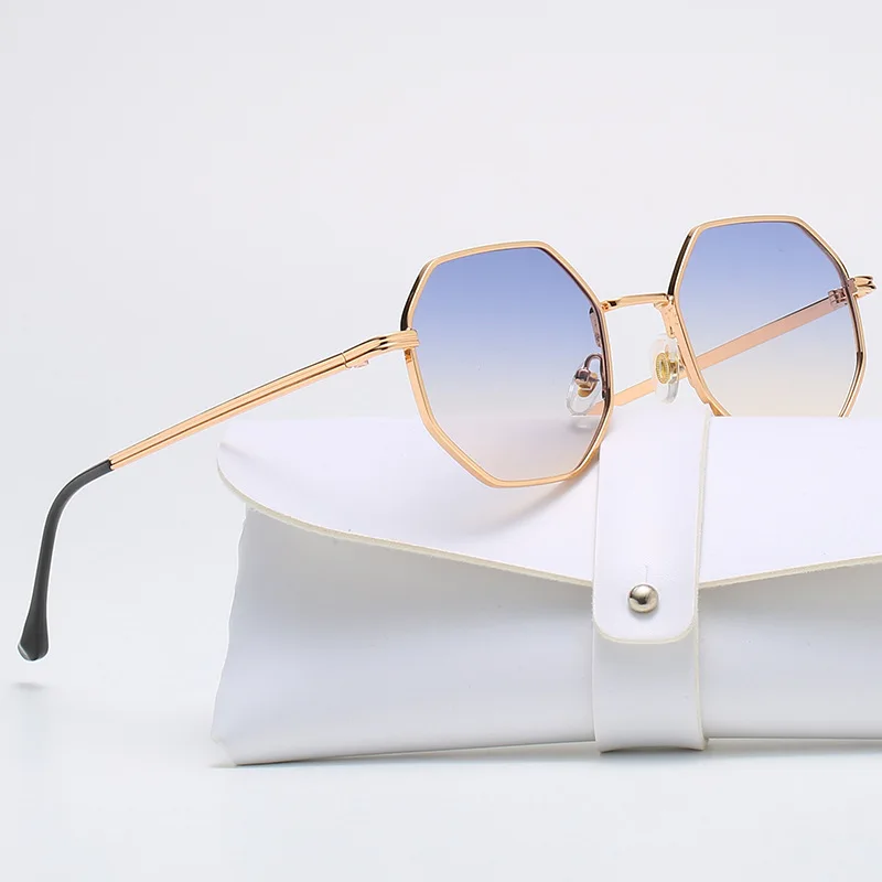 Square Sunglasses Man Woman Small Frame Polygon Metal Vintage Retro Octagon